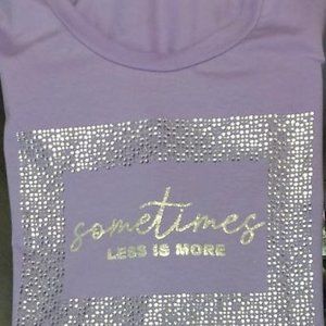 LESS IS MORE. Handmade Rhinestone, Ladies Bling T-Shirt. XL* MAGENTA*